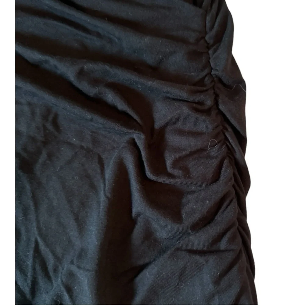 Michael Kors Faux Wrap Jersey Tank with Leather Buckle Accent, Black, Size M